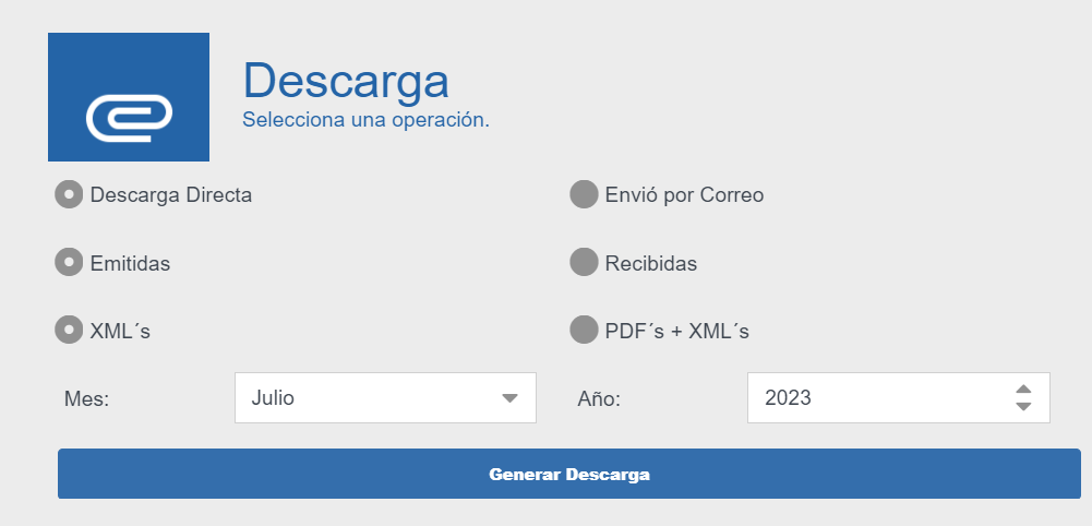 Panel de descarga de documentos